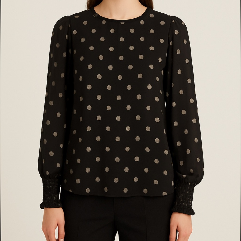 Halogen Black and White Polka Dot Blouse